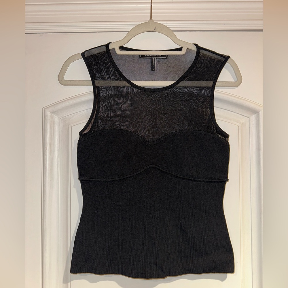 BCBG New Black knit/ mesh top